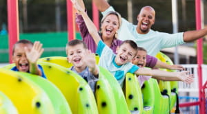 Family on theme park ride